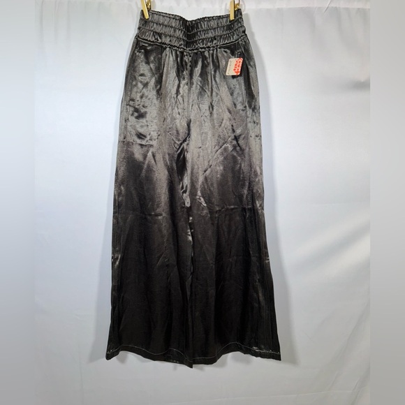 NWT Free People Olive Satin Wide-Leg Pants - Picture 1 of 2